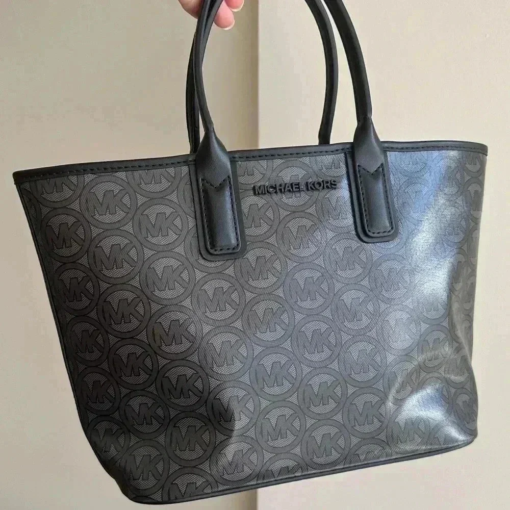 MICHAEL KORS Jodie Small Logo Jacquard Tote Bag Small Tote - Black MSRP $348 NWT